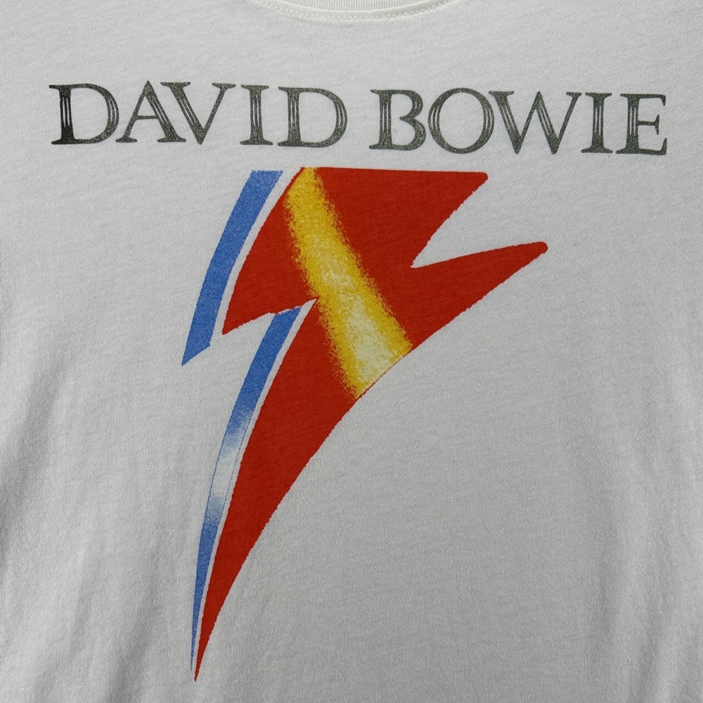 David Bowie Lighting Bolt Oversized Off-White Graphic T-Shirt S - Picture 5 of 7